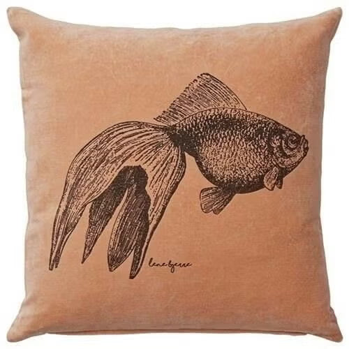 Lene Bjerre Fabianne Pude 50x50 cm – Koral Sand – Velour & Hør
