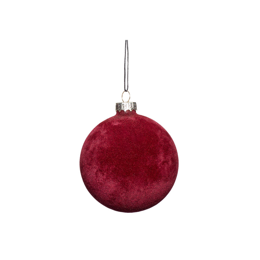 Hubsch velour julekugle, rød, s/2
