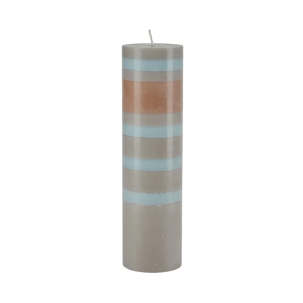 Colorful block candle - H20 D5,6 - grey, ocher, blue