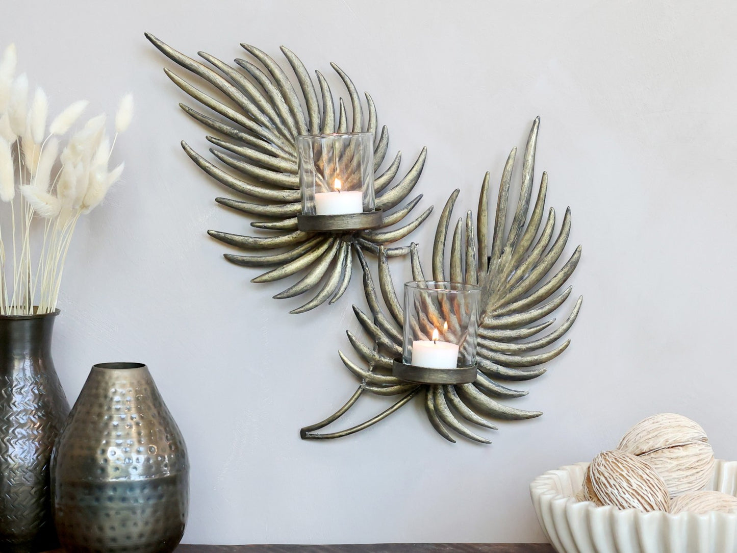 Fyrfadsstage H34/L35/B8 cm antique messing