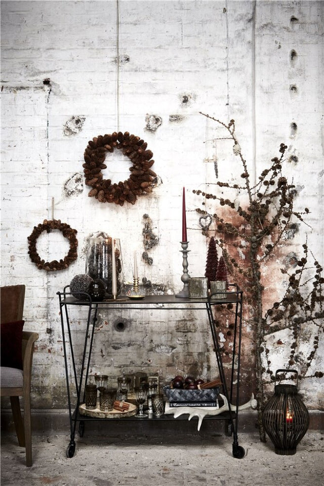 Lene Bjerre Rustik stagelys i rød 35cm - par