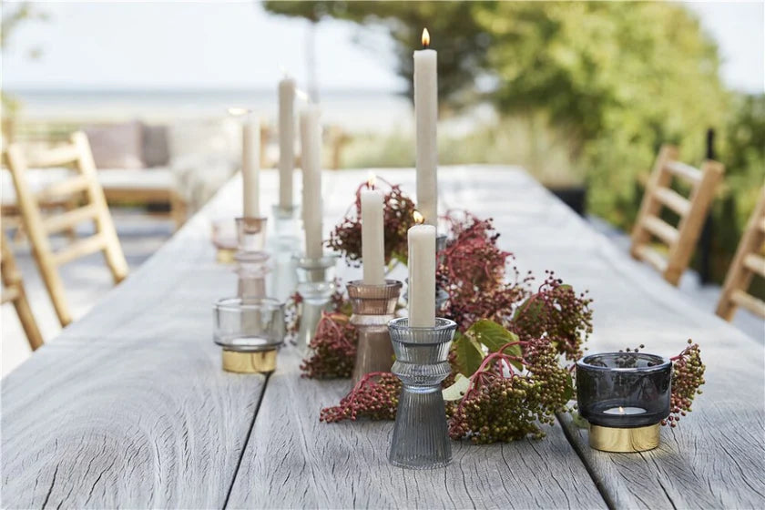 Miy fyrfadsstage mørkegrå/lys guld