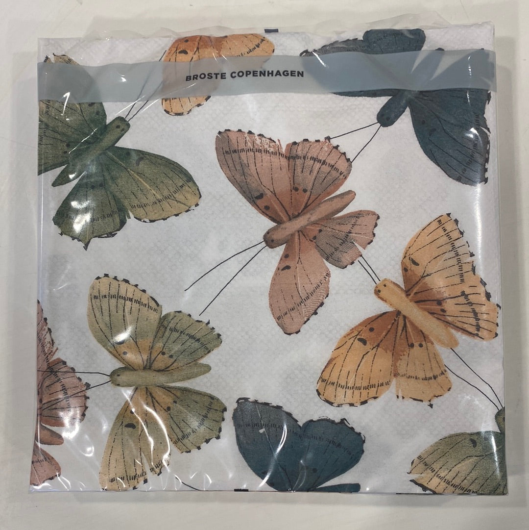 Broste serviet hvid sommerfugle