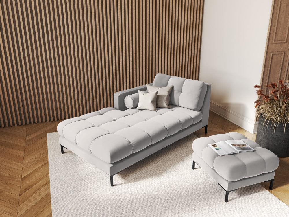 Chaiselong Bali venstre i velour med sorte ben