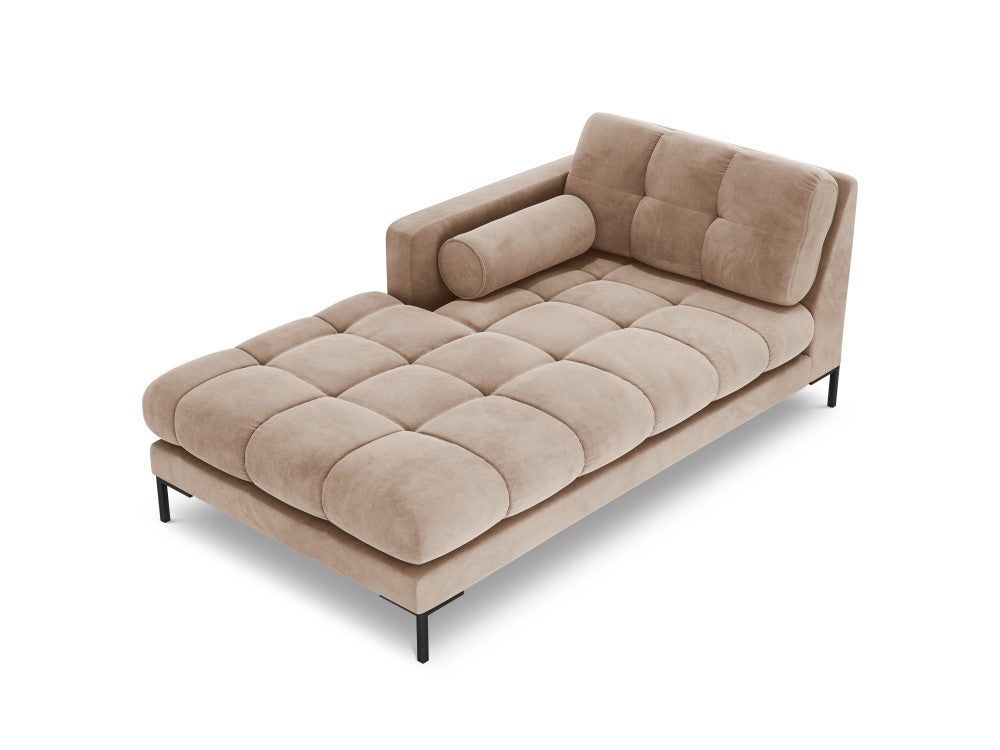 Chaiselong Bali venstre i velour med sorte ben