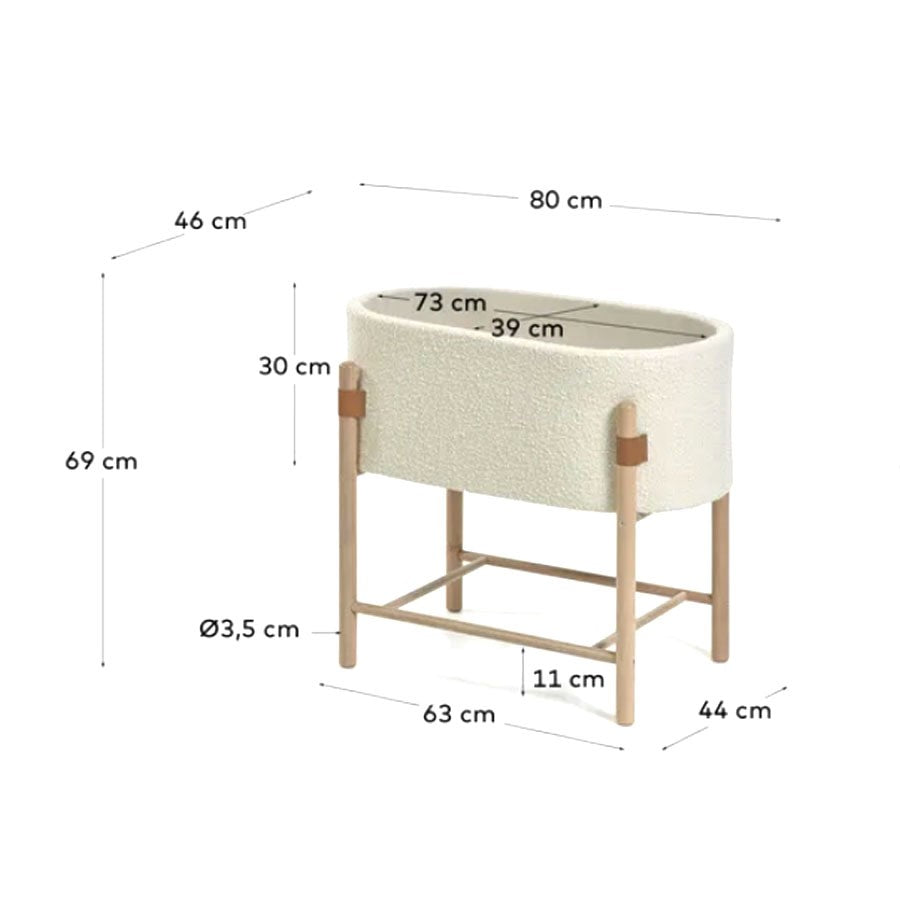 LaForma Adara Babyseng med madras - Hvid fleece/Bøg