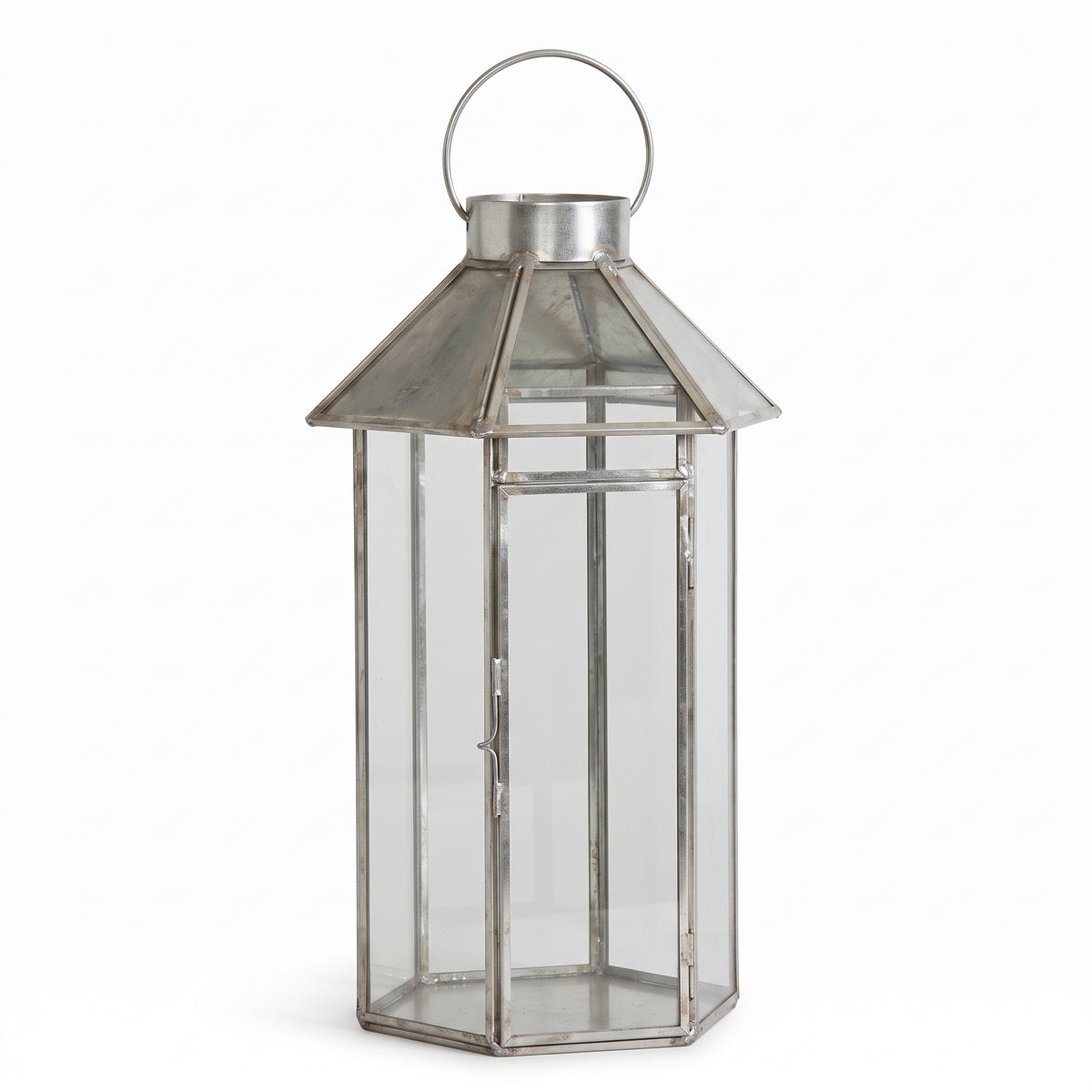 Affari Vera Lanterne i Metal & Glas – Sølv/Zink (Ø30 x H35 cm)