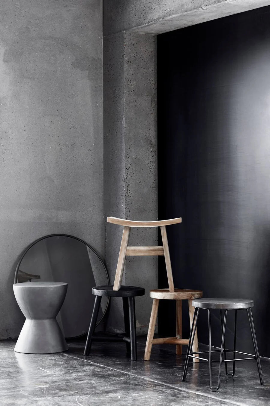 Muubs Vægspejl rundt Copenhagen S sort