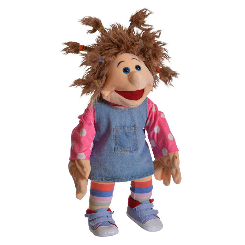 Living Puppets Hånddukke 65 cm – Pige i rosa trøje og jeanskjole