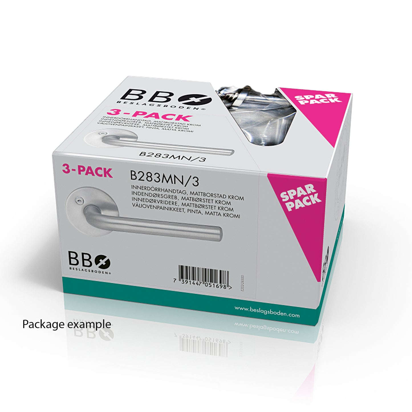 Indendørsgreb med nøgleskilt 3 stk. matsort