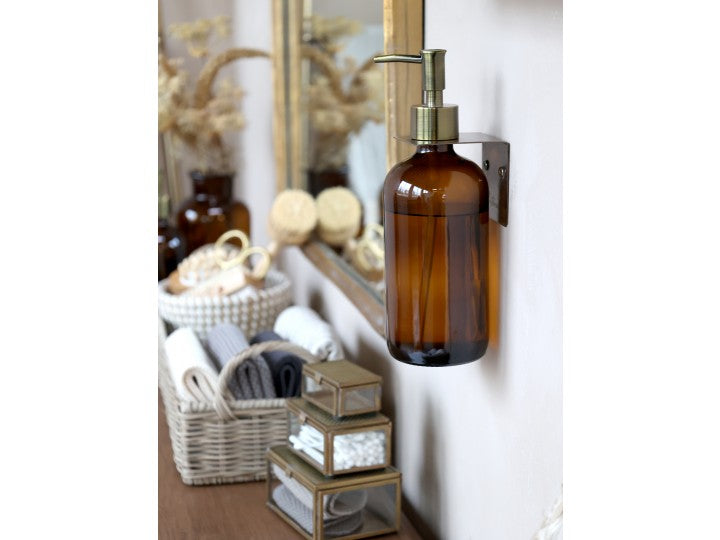 Glas flaske med pumpe 480ml mocca