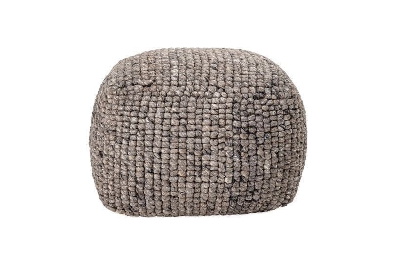 Boston stor puf i uld gråbrun