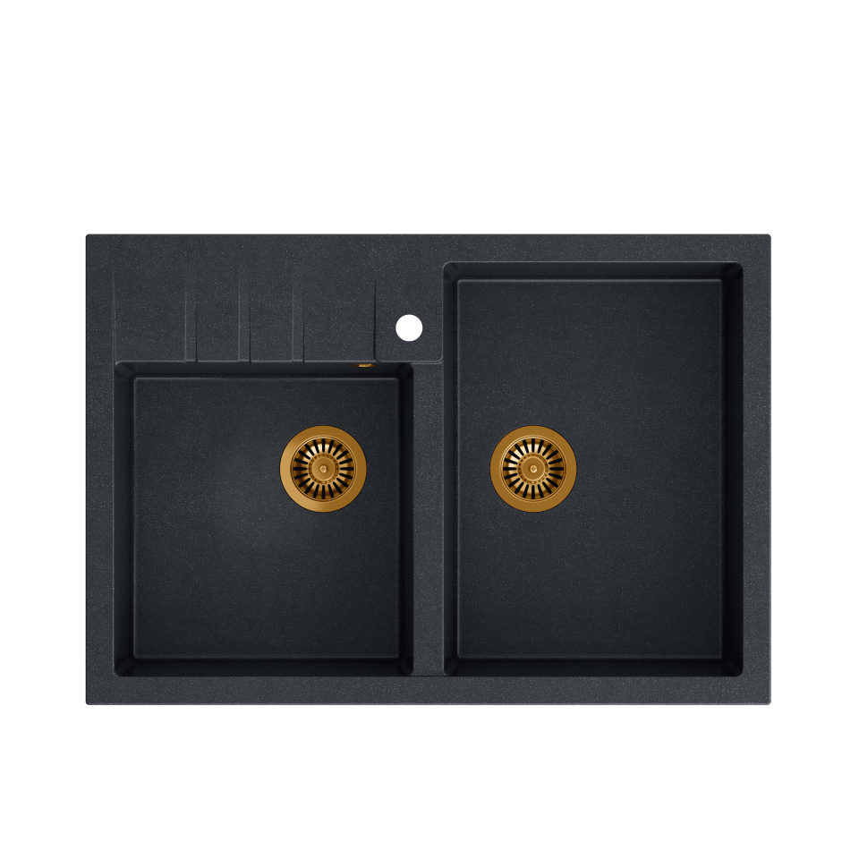 Køkkenvask Bill 120 GranitQ med Kobber nano PVD afløbskit