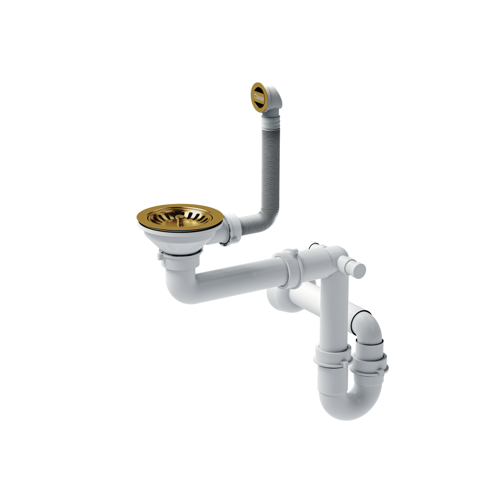 Køkkenvask David 50 GranitQ og messing PVD