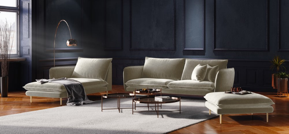 Vienna velour 2-pers. sofa med gyldne ben