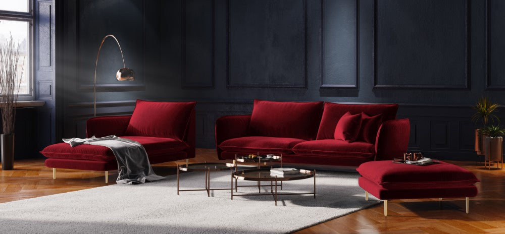 Vienna velour 2-pers. sofa med gyldne ben