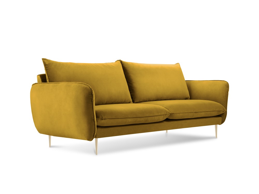 Vienna velour 2-pers. sofa med gyldne ben