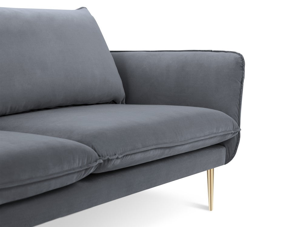 Vienna velour 2-pers. sofa med gyldne ben
