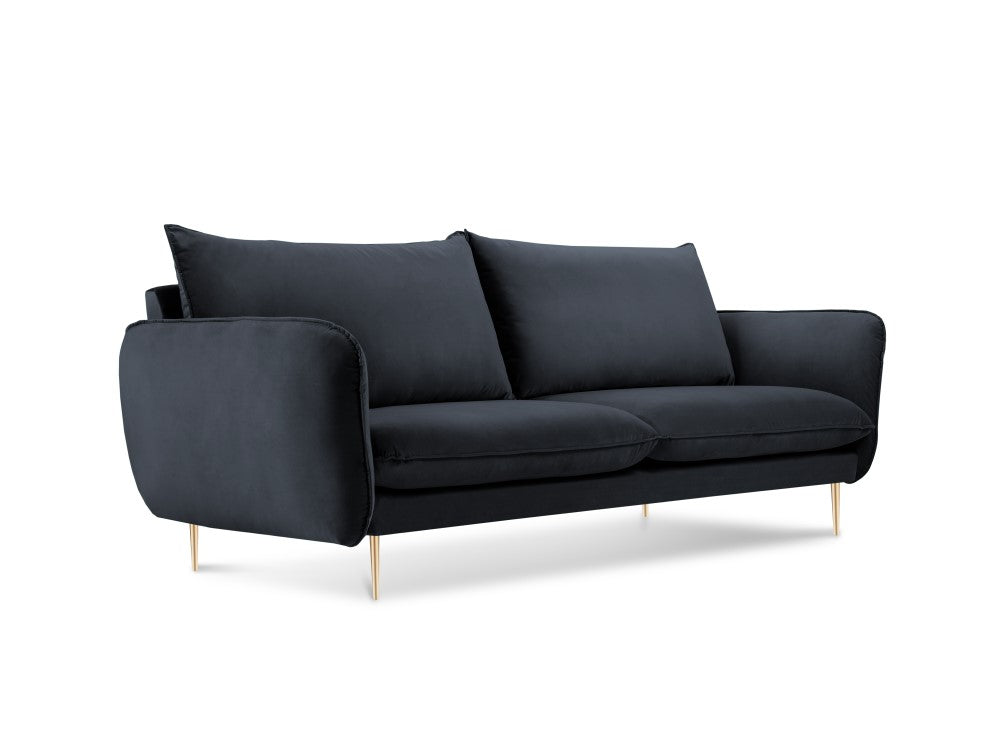 Vienna velour 2-pers. sofa med gyldne ben