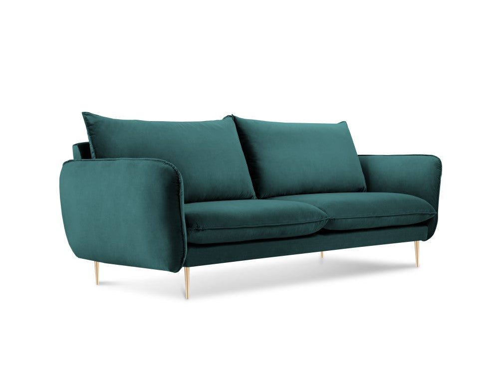 Vienna velour 2-pers. sofa med gyldne ben