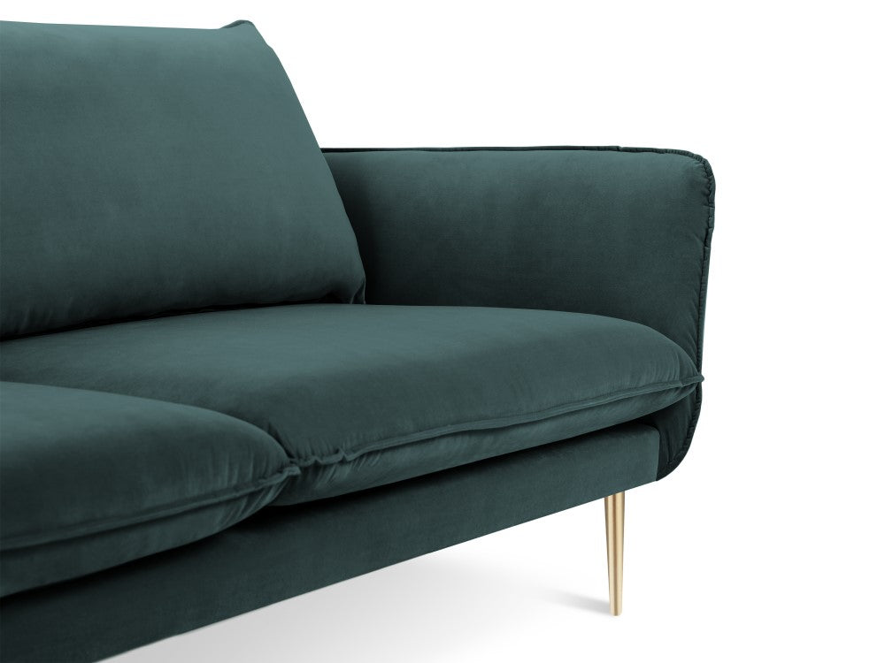 Vienna velour 2-pers. sofa med gyldne ben