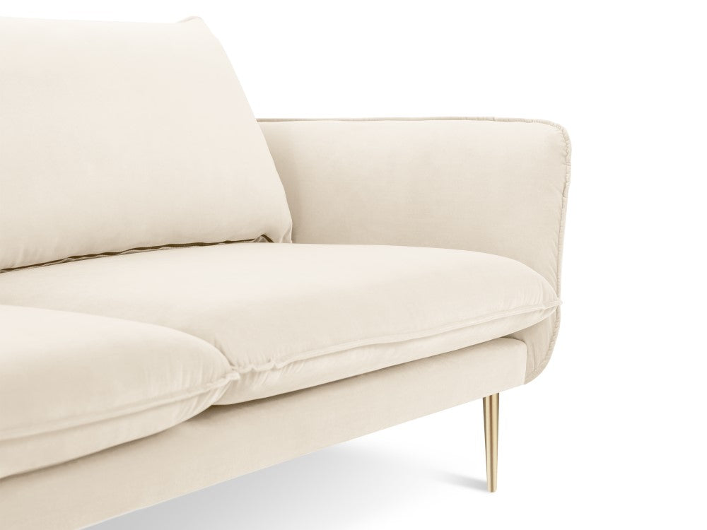 Vienna velour 2-pers. sofa med gyldne ben