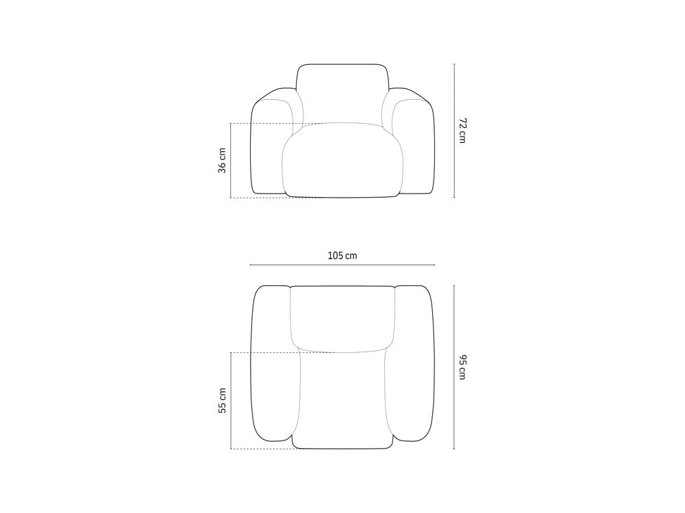 Cosmopolitan Design - Velour Lænestol, Nolio, 1-pers., 105x95x72 cm