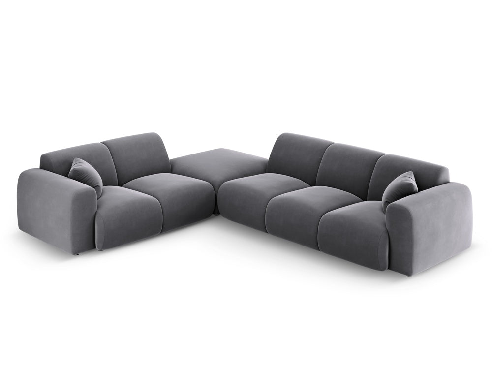Cosmopolitan Design - Velour Hjørnesofa (venstrevendt), Nolio, 4-pers., 315x250x72 cm