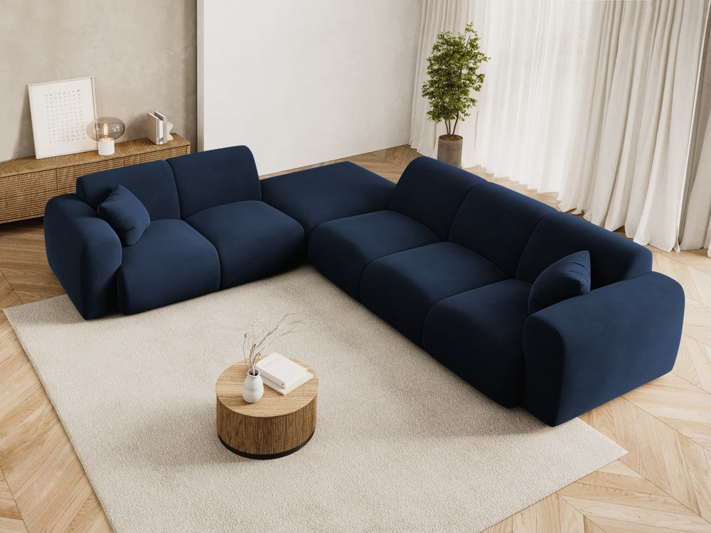 Cosmopolitan Design - Velour Hjørnesofa (venstrevendt), Nolio, 4-pers., 315x250x72 cm