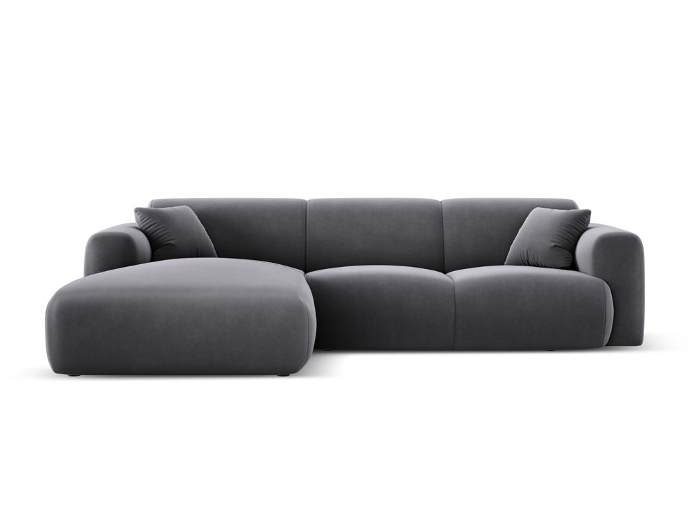 Cosmopolitan Design - Velour Hjørnesofa (venstrevendt), Nolio, 4-pers., 260x170x72 cm