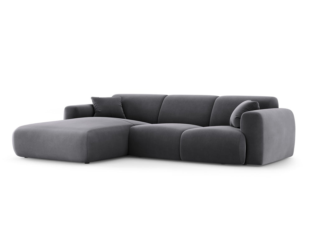 Cosmopolitan Design - Velour Hjørnesofa (venstrevendt), Nolio, 4-pers., 260x170x72 cm