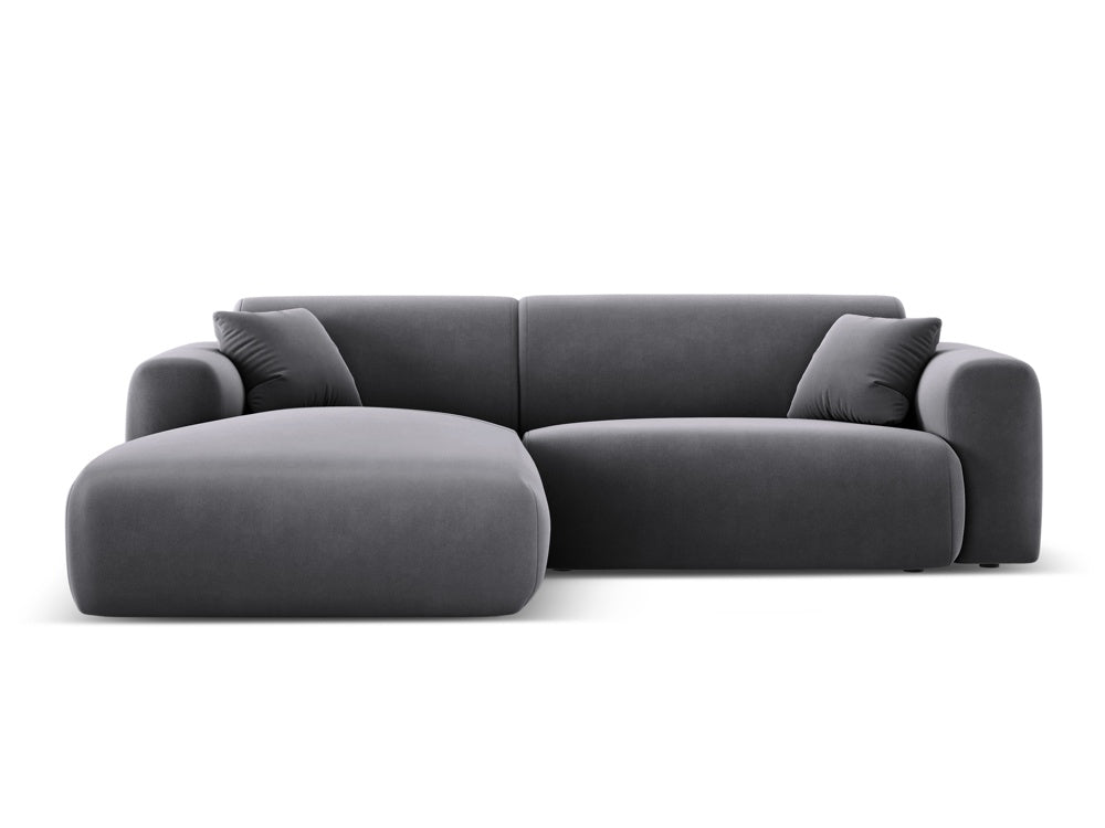 Cosmopolitan Design - Velour Hjørnesofa (venstrevendt), Nolio, 4-pers., 235x170x72 cm
