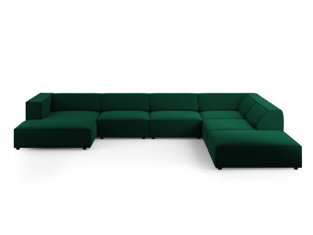 Arendal 7-pers. velour sofa højre hjørne