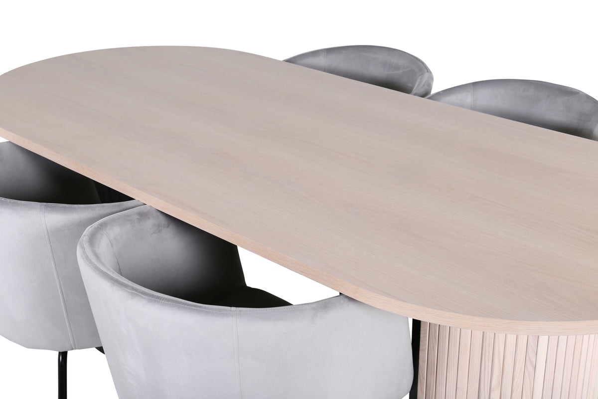 Bianca Oval Spisebord - White Wash +Berit stol 4stk