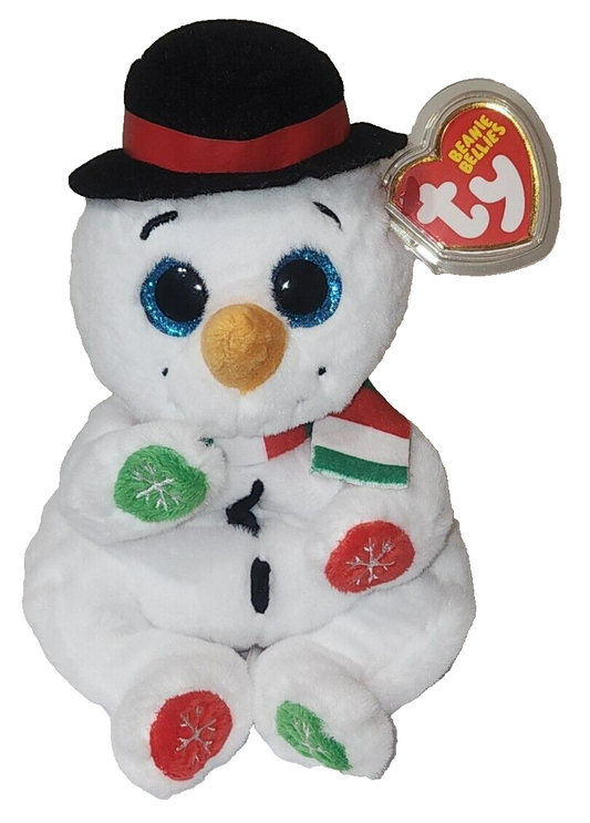 Ty Beanie Baby Bellies WEATHERBY the Christmas Holiday Snowman