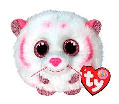 TY Puffies TABOR - pink/white tiger puf