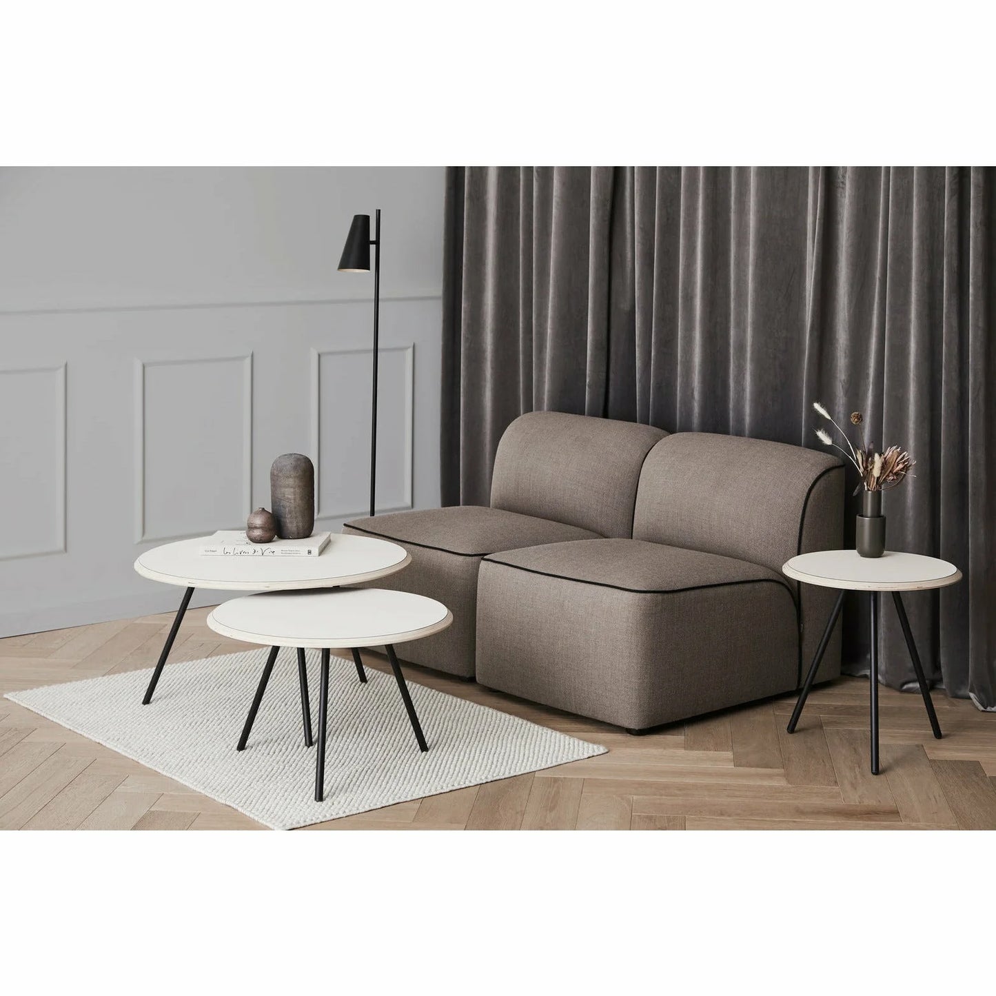Woud Soround sofabord med warm grey bordplade Ø60cm