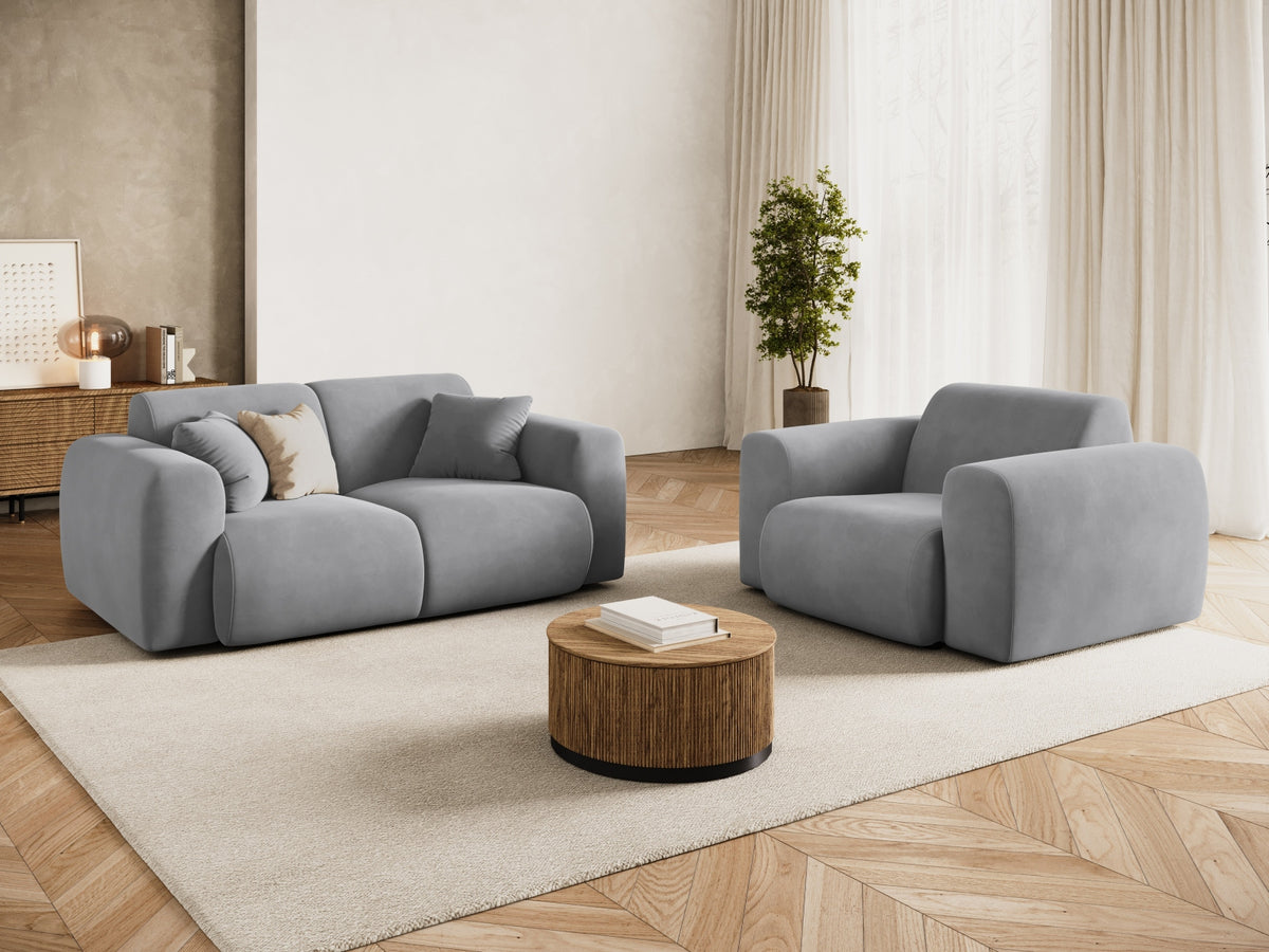Cosmopolitan Design - Velour Sofa, Nolio, 2-pers., 170x95x72 cm - Lysegrå (Casino Ash) - Sort plast