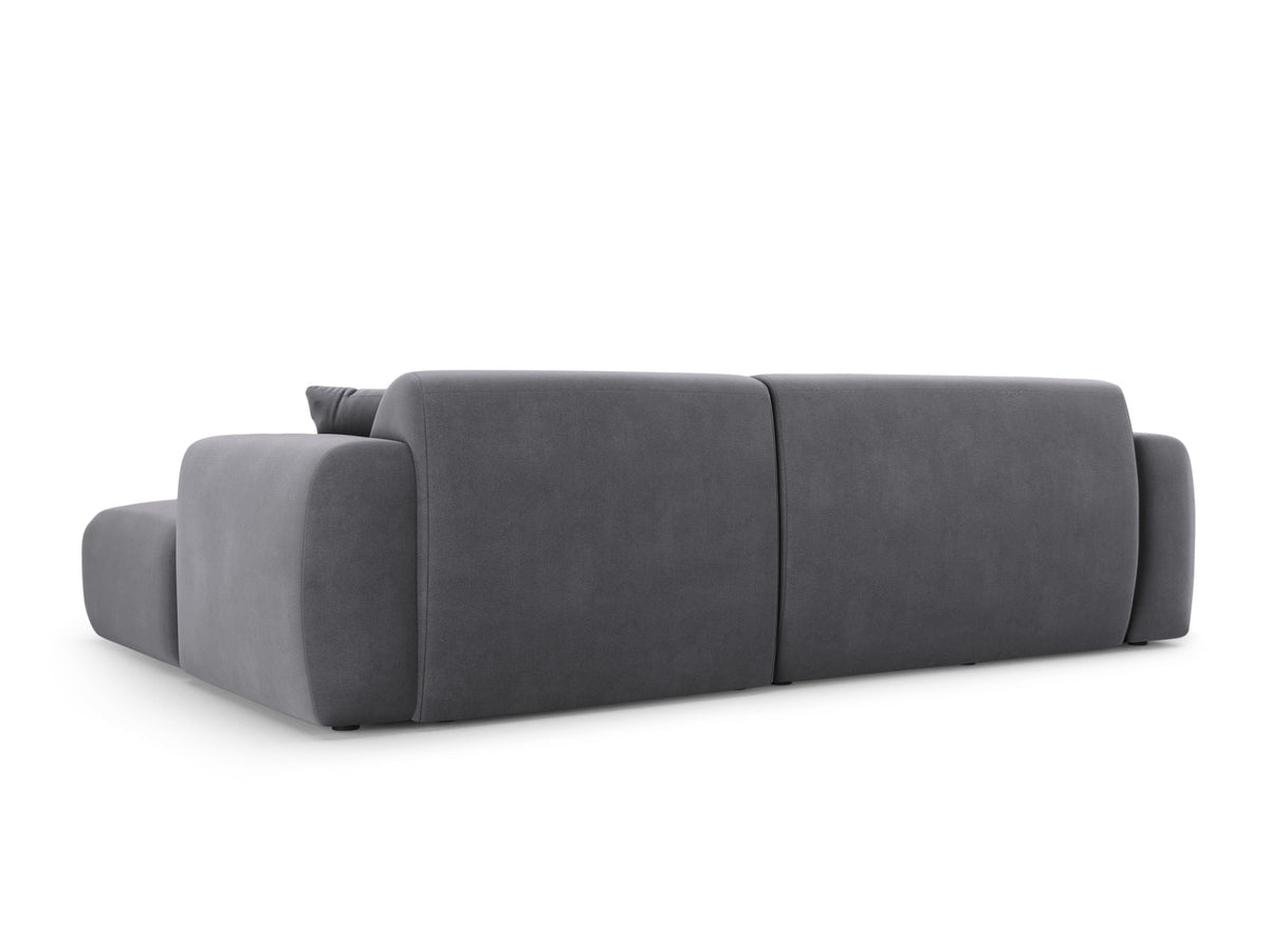 Cosmopolitan Design - Velour Hjørnesofa (højrevendt), Nolio, 4-pers., 235x170x72 cm - Mørkegrå (Casino Graphite) - Sort plast