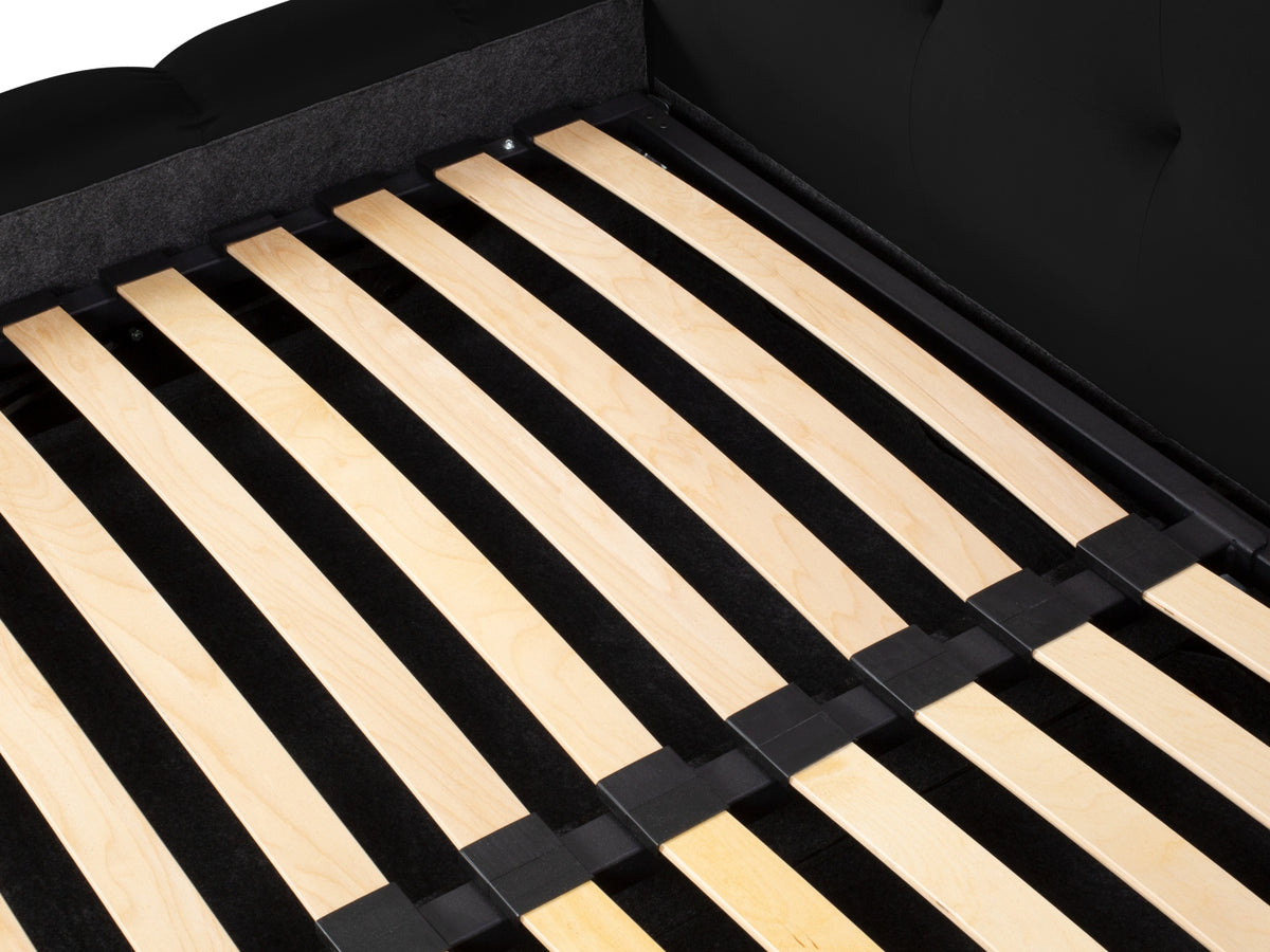 Cosmopolitan Design - Velour Seng m. opbevaring og bred sengegavl, Bali, 200x230x100 cm - Sort (Bluvel 19) - Sort plast