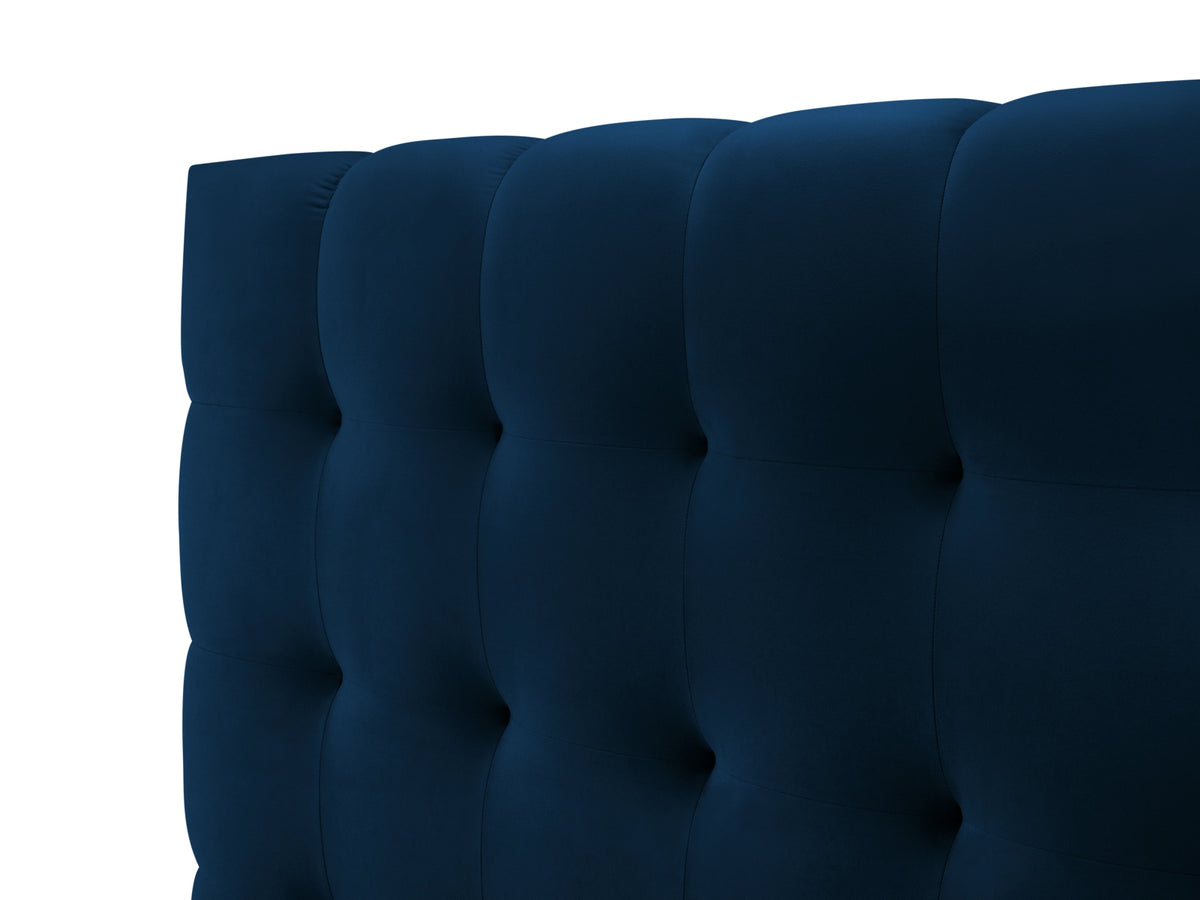 Cosmopolitan Design - Velour Seng m. opbevaring og sengegavl, Bali, 205x230x125 cm - Kongeblå (Bluvel 86) - Sort plast