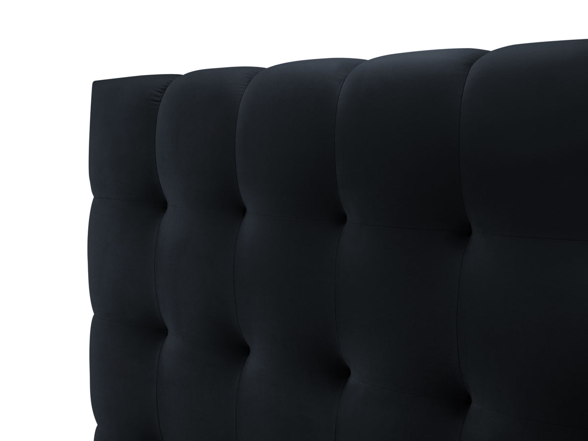 Cosmopolitan Design - Velour Seng m. opbevaring og sengegavl, Bali, 205x230x125 cm - Mørkeblå (Bluvel 89) - Sort plast