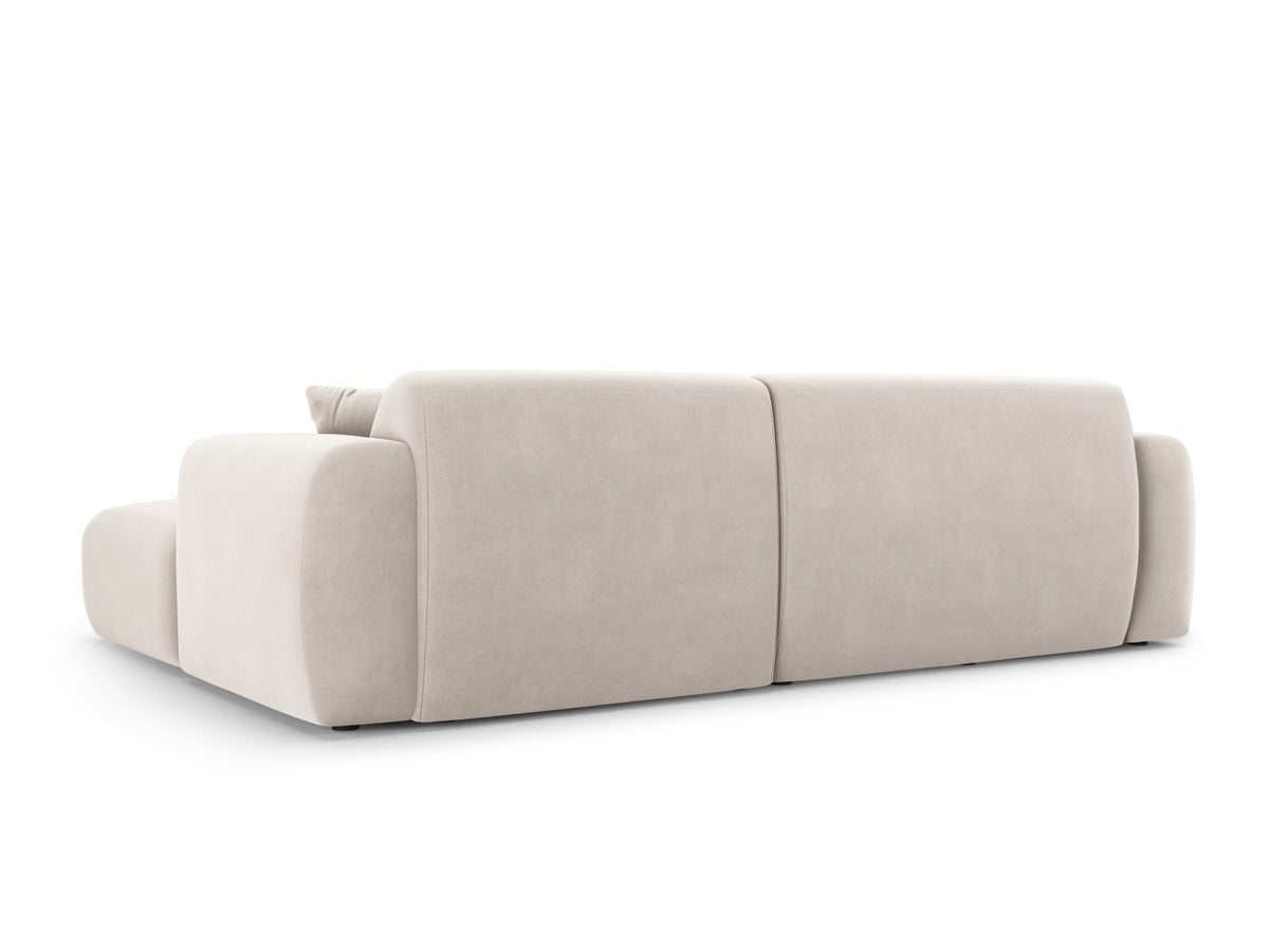 Cosmopolitan Design - Velour Hjørnesofa (højrevendt), Nolio, 4-pers., 235x170x72 cm - Lys Beige (Casino Pearl) - Sort plast