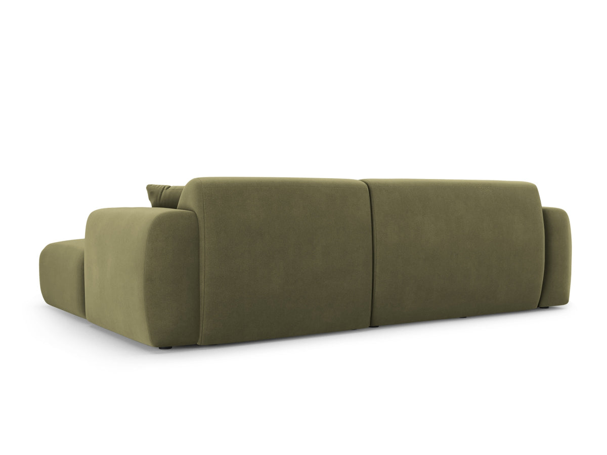 Cosmopolitan Design - Velour Hjørnesofa (højrevendt), Nolio, 4-pers., 235x170x72 cm - Lysegrøn (Casino Forest) - Sort plast