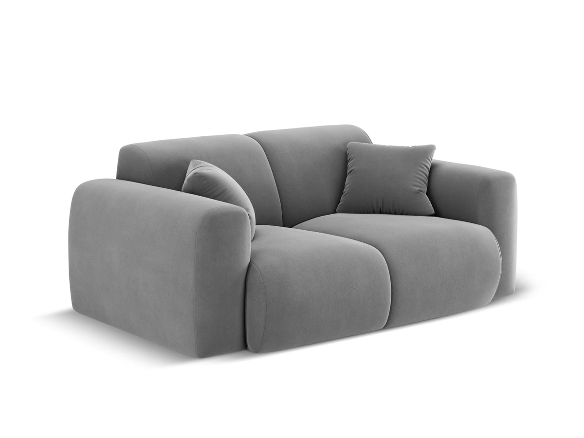 Cosmopolitan Design - Velour Sofa, Nolio, 2-pers., 170x95x72 cm - Lysegrå (Casino Ash) - Sort plast