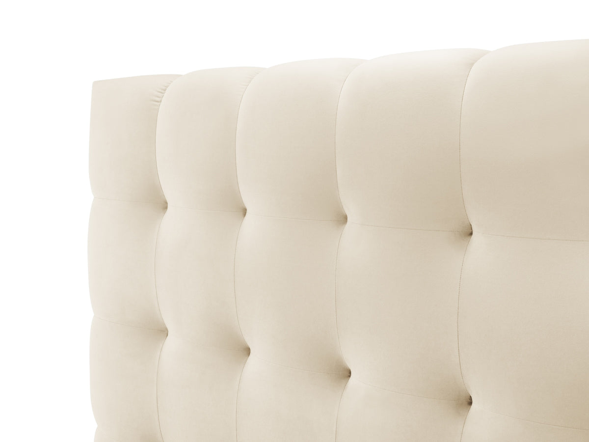 Cosmopolitan Design - Velour Seng m. opbevaring og sengegavl, Bali, 165x230x125 cm - Lys Beige (Bluvel 22) - Sort plast