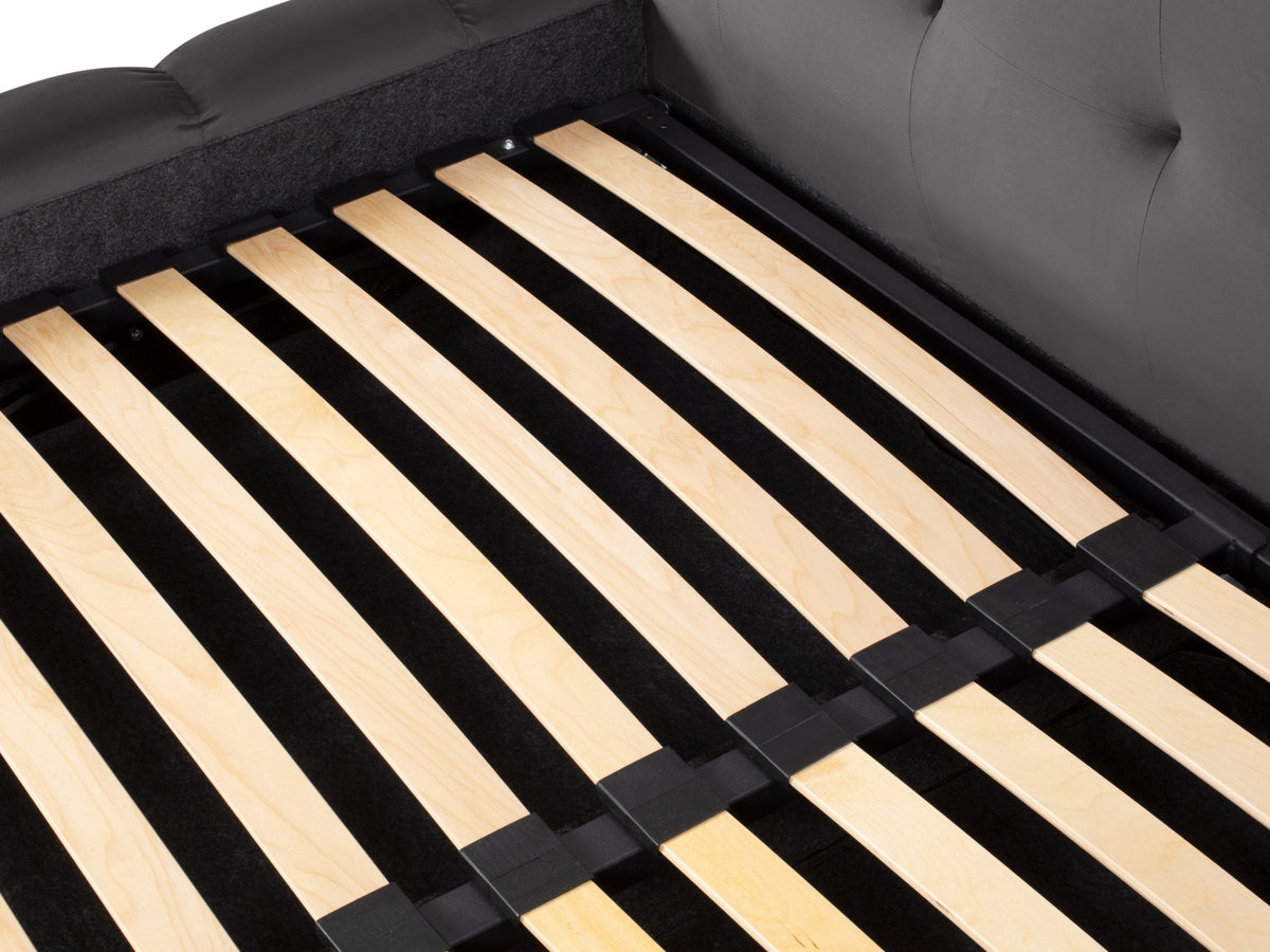 Cosmopolitan Design - Velour Seng m. opbevaring og bred sengegavl, Bali, 200x230x100 cm - Grå (Bluvel 14) - Sort plast