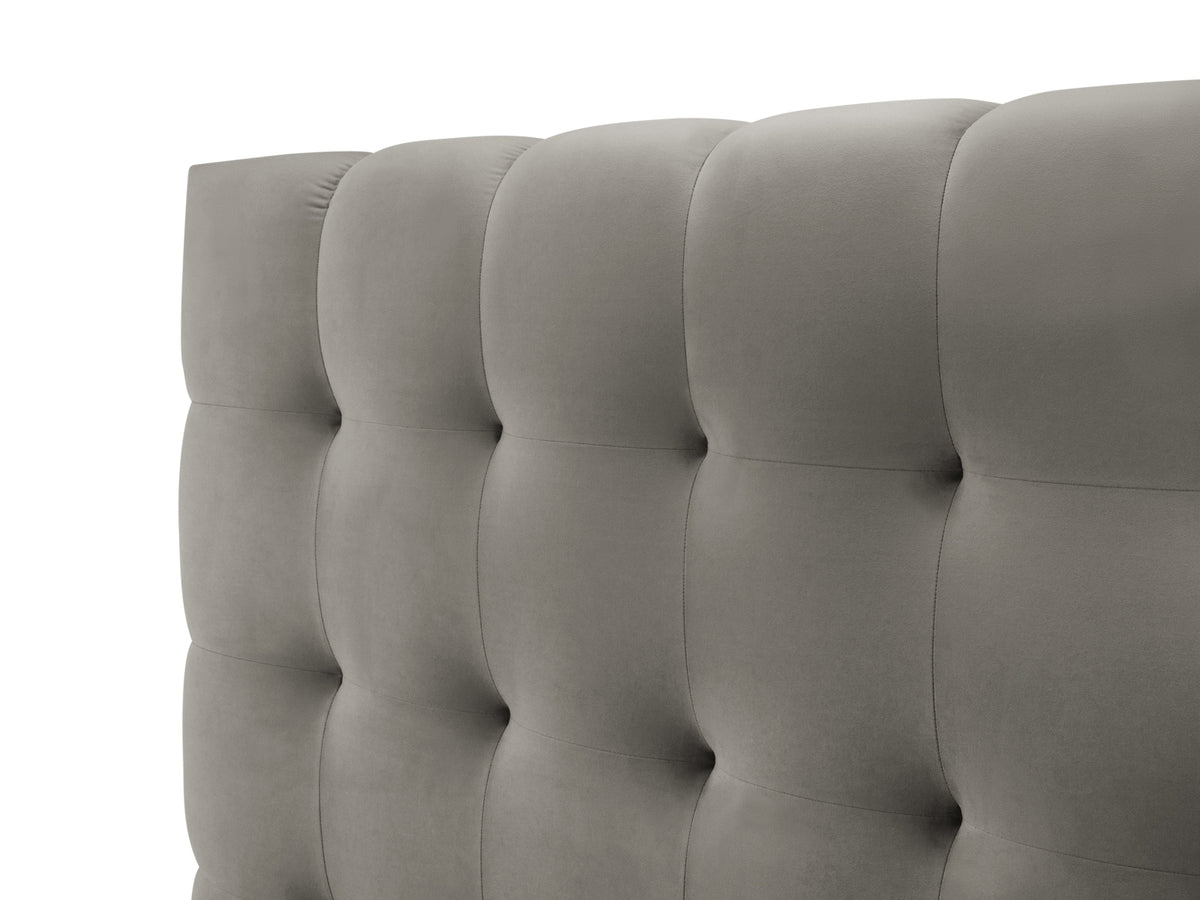 Cosmopolitan Design - Velour Seng m. opbevaring og sengegavl, Bali, 205x230x125 cm - Lysegrå (Bluvel 13) - Sort plast