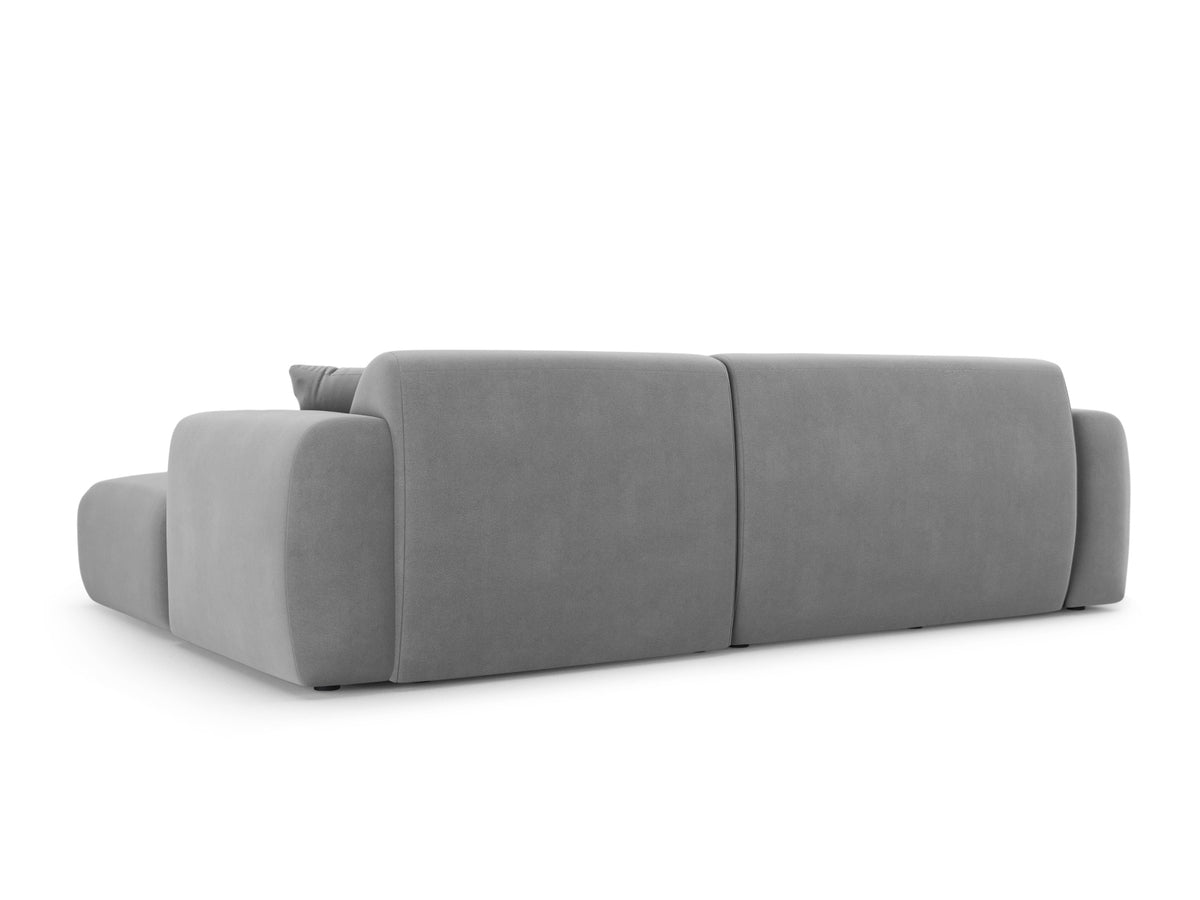 Cosmopolitan Design - Velour Hjørnesofa (højrevendt), Nolio, 4-pers., 235x170x72 cm - Lysegrå (Casino Ash) - Sort plast