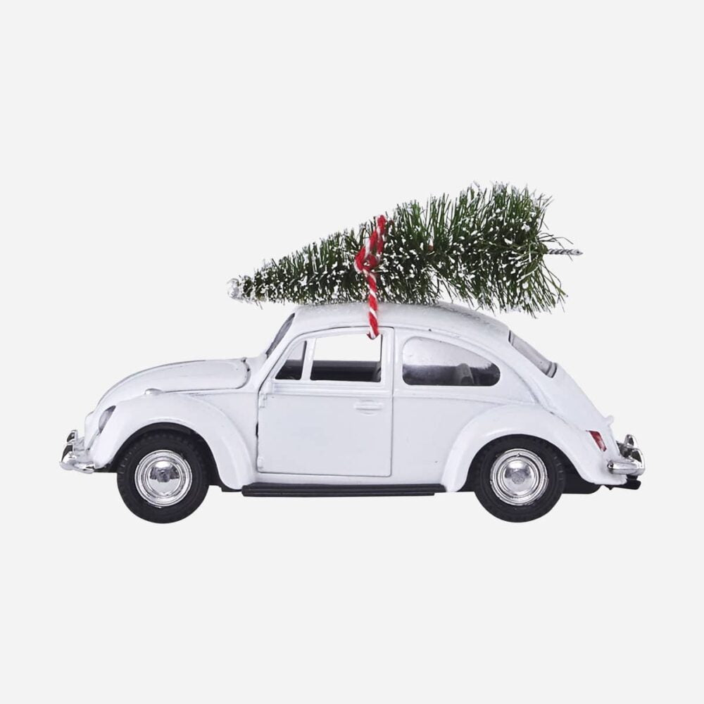 HouseDoctor Mini X-Mas bil hvid 8,5cm